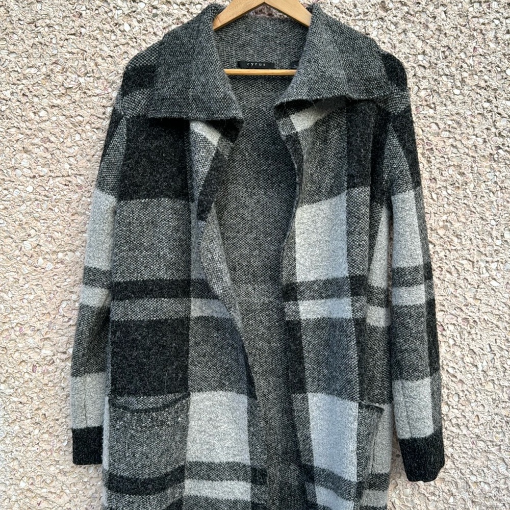 Cyrus Plaid Open Jacket with Collar